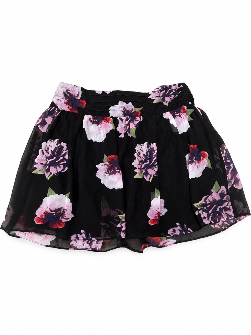 Olsenboye Floral Black A-Line Mini Skirt